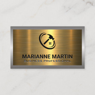 Metal Silber Gold gebürstet   Home Hammer Logo Visitenkarte