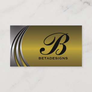 Metal silber grau, goldfarbenes Monogramm Visitenkarte