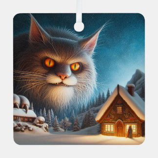 Metal Square Weihnachten Cat Ornament Aus Metall