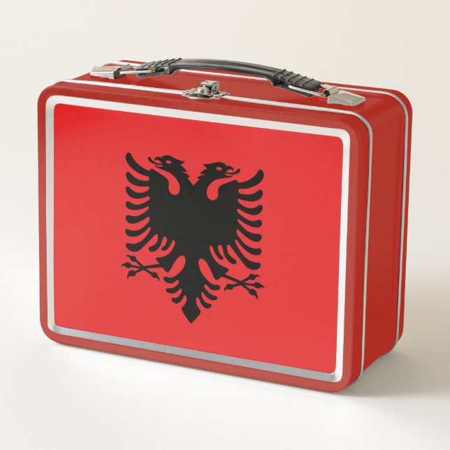 Metal Stainless Lunchbox - Flagge Albaniens (Vorderseite)