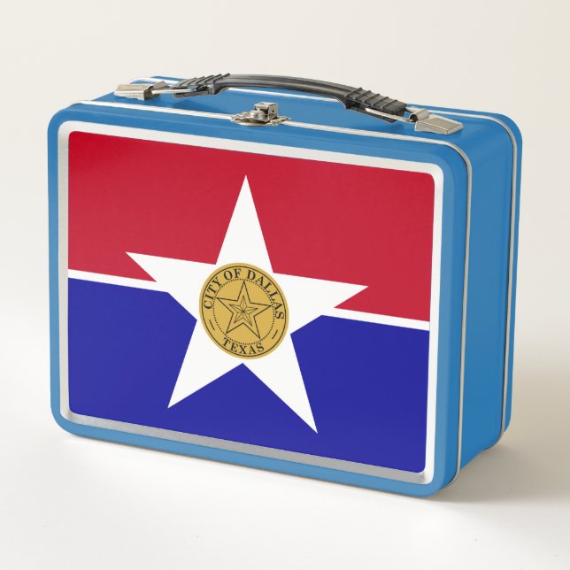 Metal Stainless Lunchbox - Flagge von Dallas (Vorderseite)