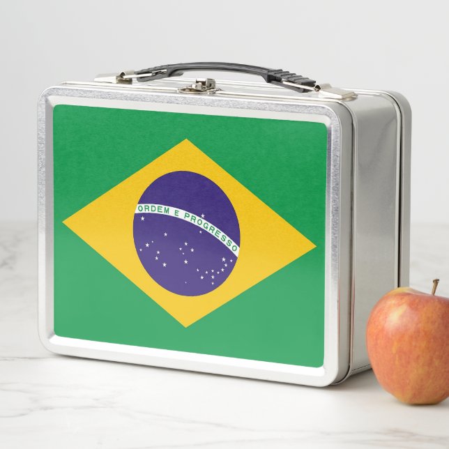 Metal Stainless Lunchbox mit brasilianischer Flagg (Beispiel)