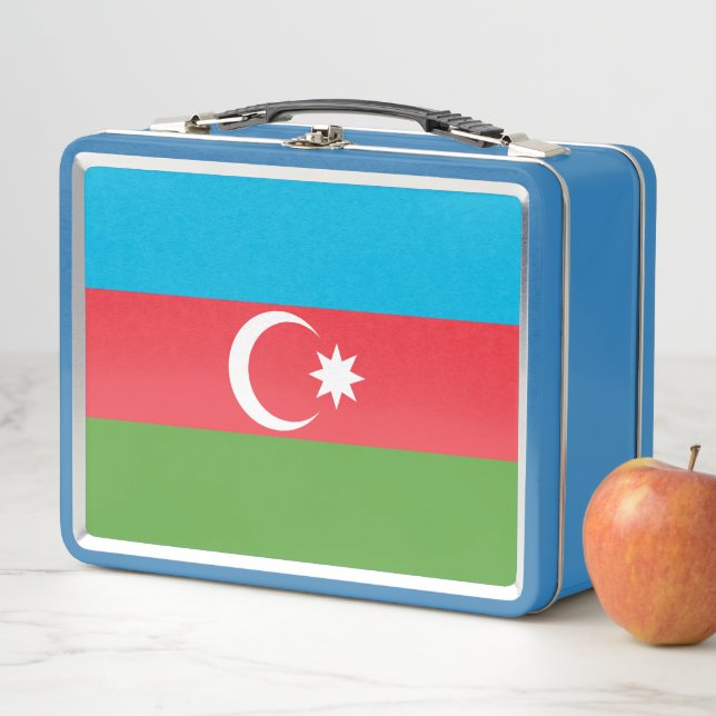 Metal Stainless Lunchbox mit der Flagge Aserbaidsc (Beispiel)