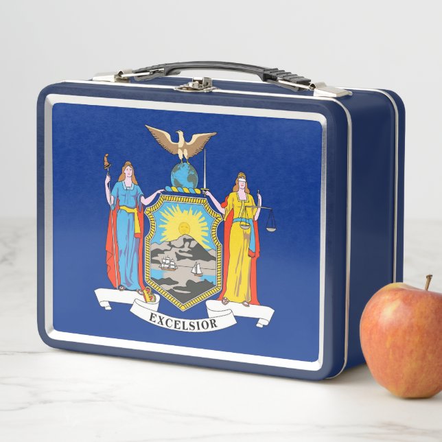 Metal Stainless Lunchbox mit der Flagge New Yorks (Beispiel)