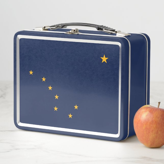 Metal Stainless Lunchbox mit der Flagge von Alaska (Beispiel)
