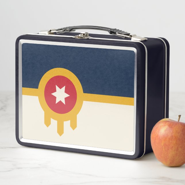 Metal Stainless Lunchbox mit der Flagge von Tulsa  (Beispiel)