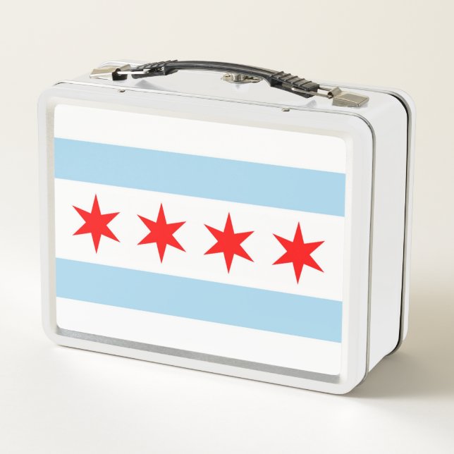 Metal Stainless Lunchbox mit Flagge von Chicago (Rückseite)