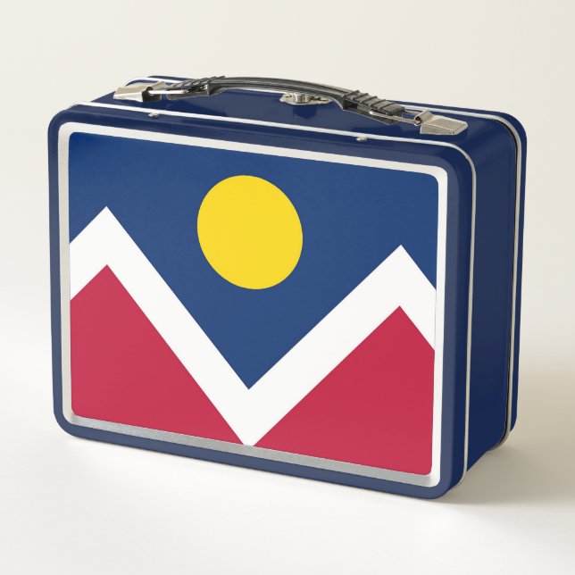 Metal Stainless Lunchbox mit Flagge von Denver (Rückseite)