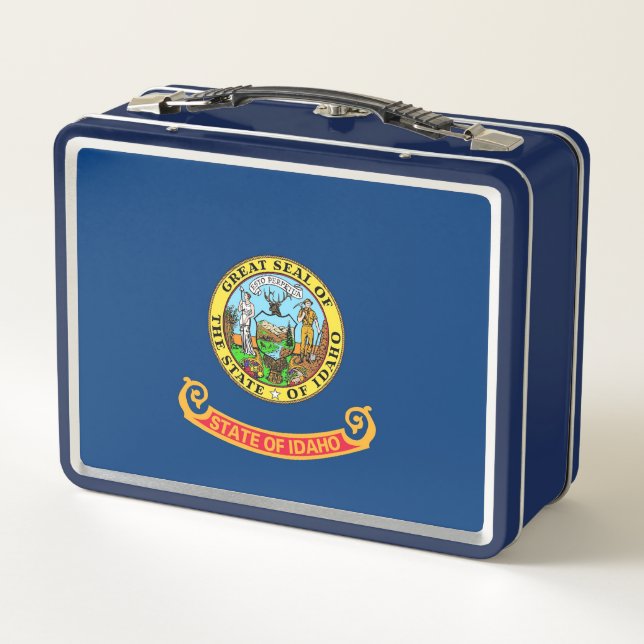 Metal Stainless Lunchbox mit Flagge von Idaho (Rückseite)