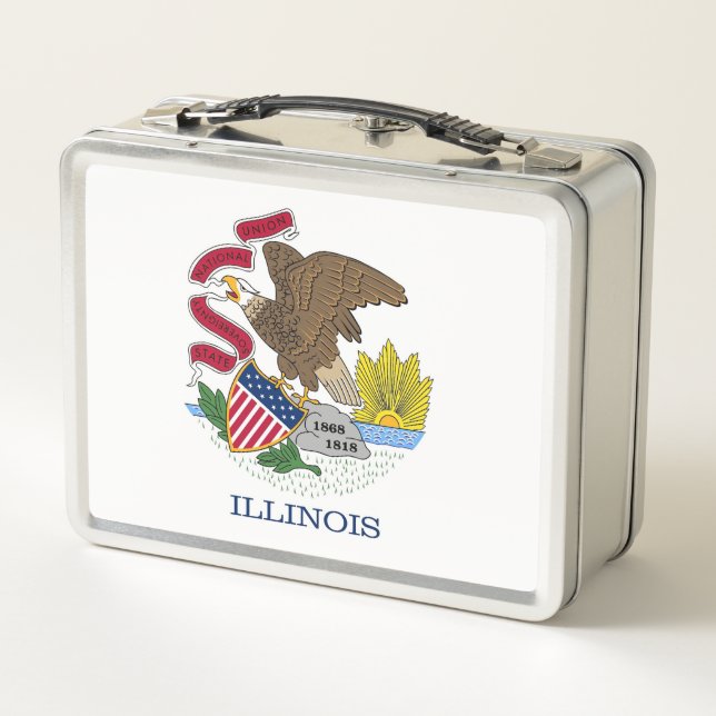 Metal Stainless Lunchbox mit Flagge von Illinois (Rückseite)