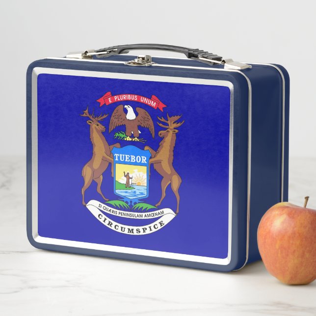 Metal Stainless Lunchbox mit Michigan-Flagge (Beispiel)