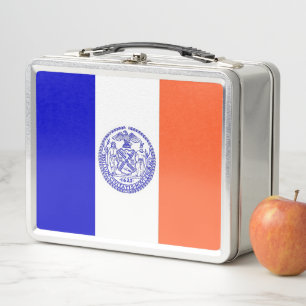 Metal Stainless Lunchbox mit New Yorker Stadtflagg