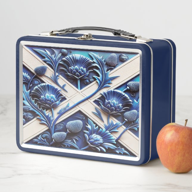 Metal Stainless Lunchbox mit Scottish Thistles (Beispiel)