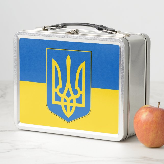 Metal-Stainless-Lunchbox mit ukrainischer Flagge Metall Brotdose (Beispiel)