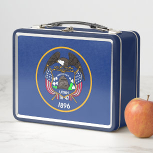 Metal Stainless Lunchbox mit Utah-Staatsflagge