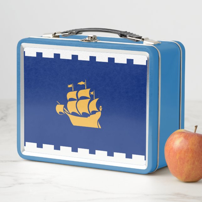 Metal Stainless Lunchbox with flag of Quebec City (Beispiel)