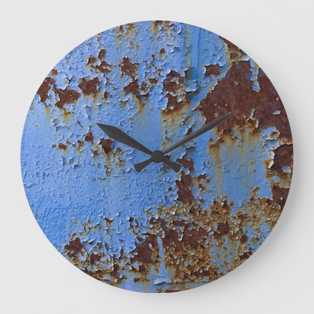 Metal und blau Farbe Textur. Große Wanduhr (Vorderseite)