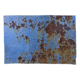 Metal und blau Farbe Textur. Kissenbezug