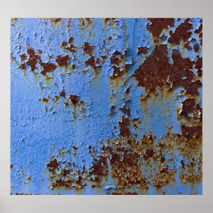 Metal und blau Farbe Textur. Poster