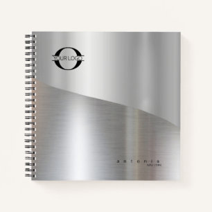 Metal Wave Logo Zwei-Tone-Silber-ID809 Notizbuch