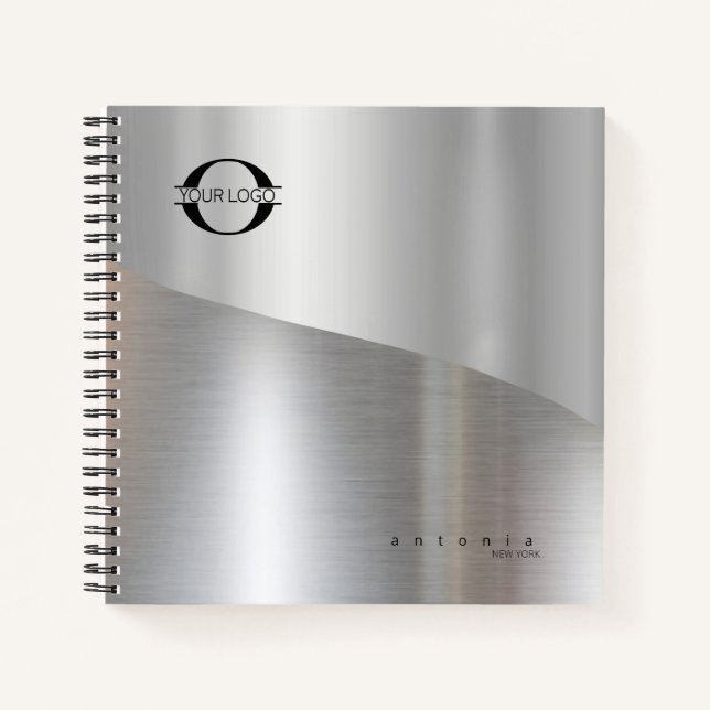 Metal Wave Logo Zwei-Tone-Silber-ID809 Notizbuch (Vorderseite)