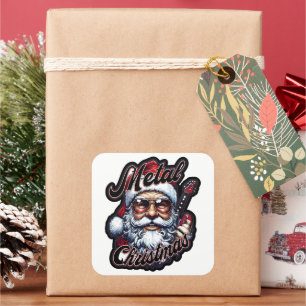 Metal-Weihnachtsrocker-Santa-Kopf-Aufkleber Quadratischer Aufkleber