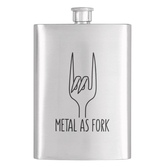 Metal wie Gabel Funny Rock on Kitchen Design Flachmann (Vorderseite)