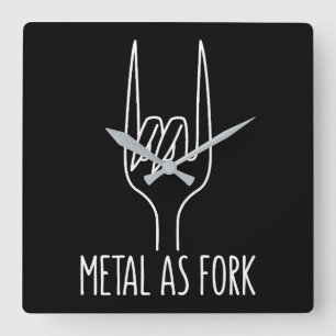 Metal wie Gabel Funny Rock on Kitchen Design Quadratische Wanduhr