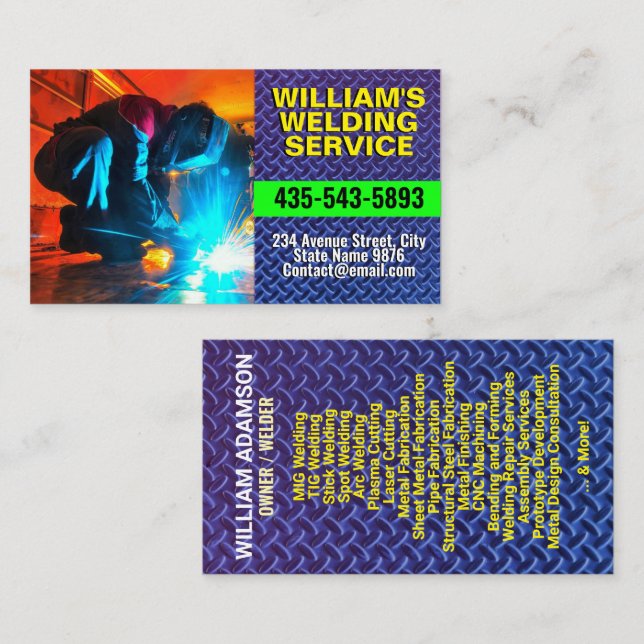 Metal Work Services | Metal Fabrication & Welding Visitenkarte (Vorne/Hinten)