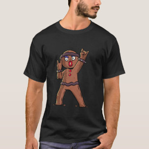 Metalhead Gingerbread Man Funny Metal Christmas Ro T-Shirt