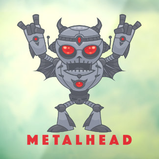 Metalhead - Schwermetall-Roboter-Teufel - mit Text Fensteraufkleber