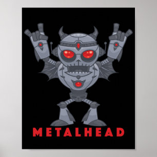 Metalhead - Schwermetall-Roboter-Teufel - mit Text Poster