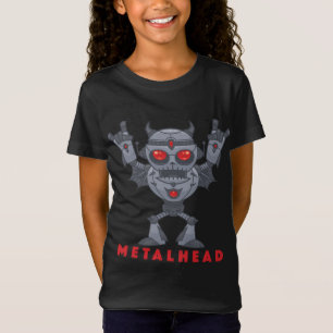 Metalhead - Schwermetall-Roboter-Teufel - mit Text T-Shirt