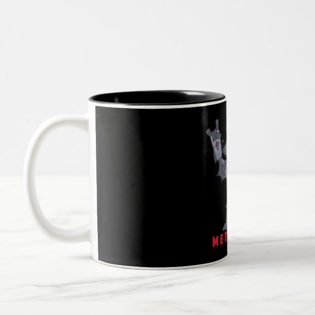 Metalhead - Schwermetall-Roboter-Teufel - mit Text Zweifarbige Tasse (Links)