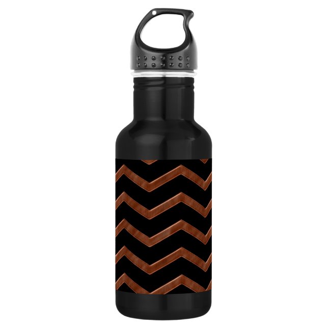 Metalic Bronze Zig Zag Muster Edelstahlflasche (Vorderseite)