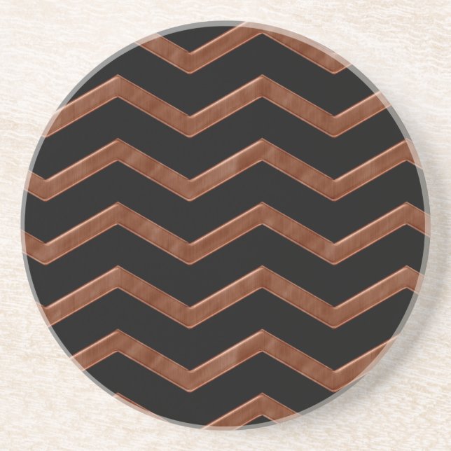 Metalic Bronze Zig Zag Muster Untersetzer (Vorne)