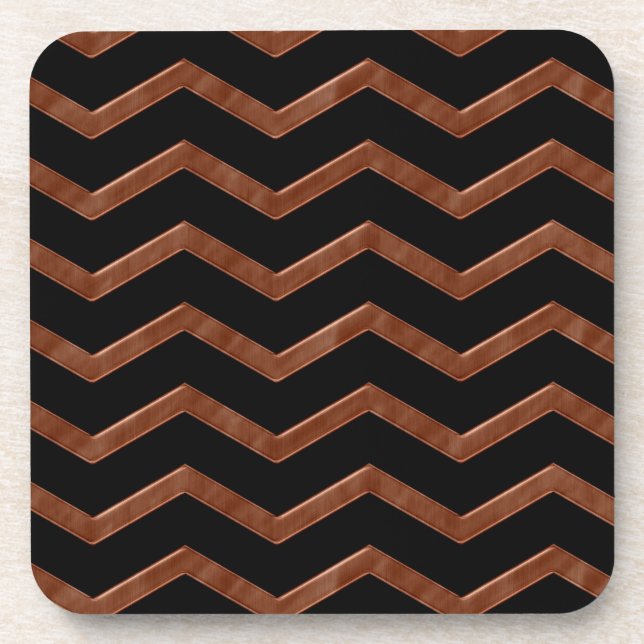 Metalic Bronze Zig Zag Muster Untersetzer (Vorderseite)