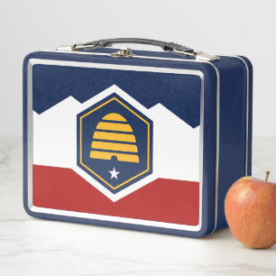 Metall-Edelstahl-Lunchbox mit der Flagge von Utah, Metall Brotdose