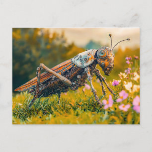 Metall-Heuschrecke-Gartenskulptur Postkarte