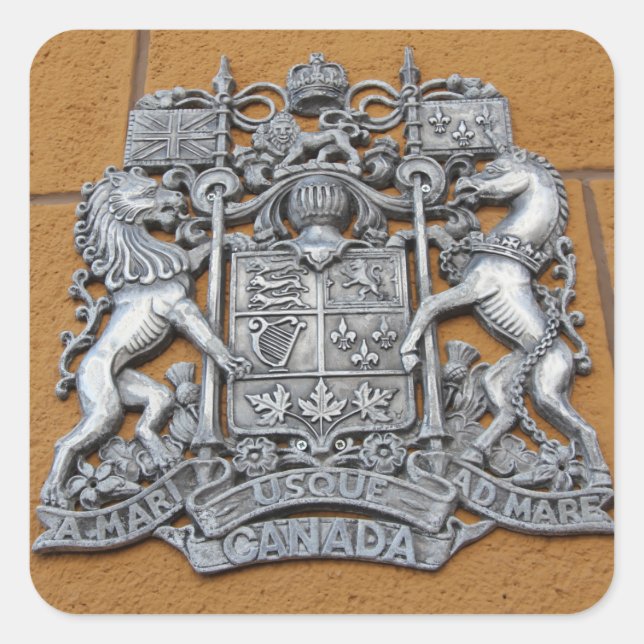Metall - Kanada-Wappen Quadratischer Aufkleber (Vorderseite)