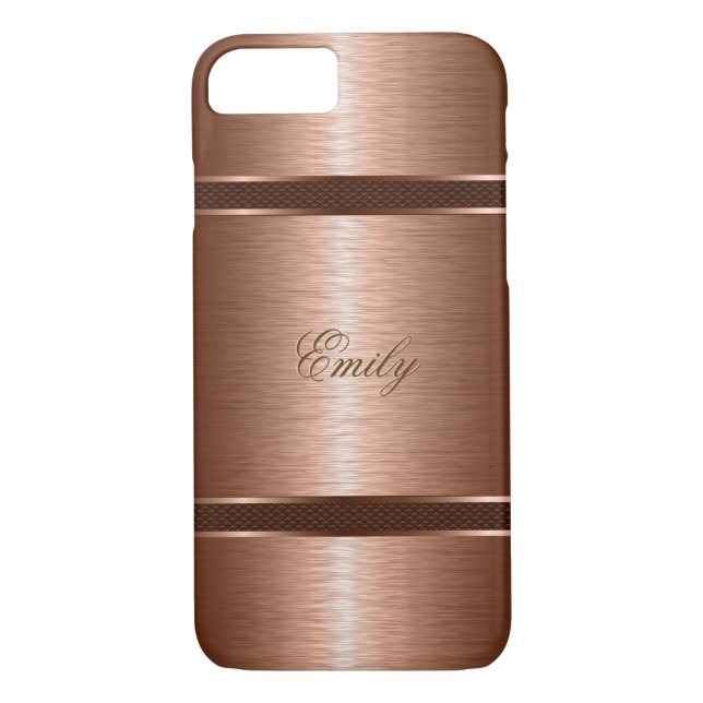 Metall-Kupfer braun gebürstetes Aluminium-Look Case-Mate iPhone Hülle (Rückseite)