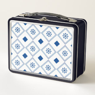 Metall-Lunchbox mit einem marineblauen Rahmen Metall Brotdose