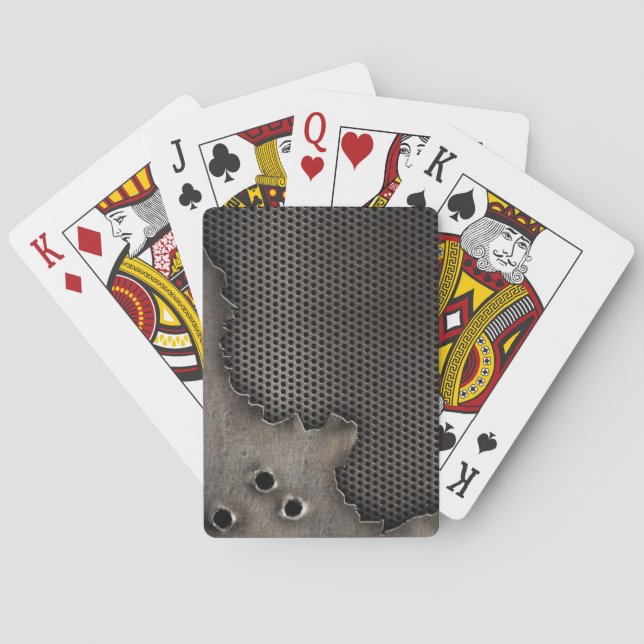 Metall mit Einschusslochhintergrund Spielkarten (Rückseite)