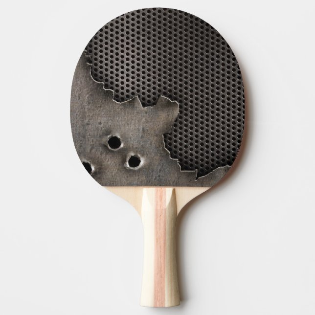 Metall mit Einschusslochhintergrund Tischtennis Schläger (Vorderseite)