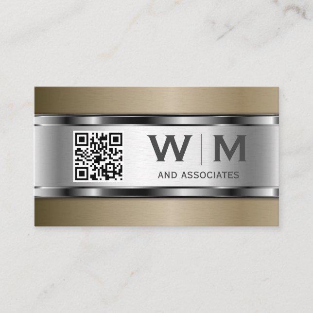 Metall | Qr-Code | Monogramm Visitenkarte (Vorderseite)
