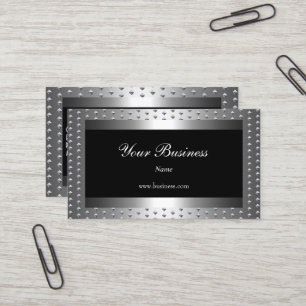 Metall Silber Nieten Schwarz Elegant Klassisch Visitenkarte