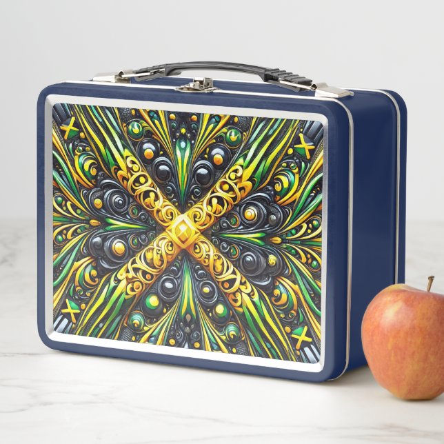 Metall-Stainless-Lunchbox mit jamaikanischen Farbe Metall Brotdose (Beispiel)