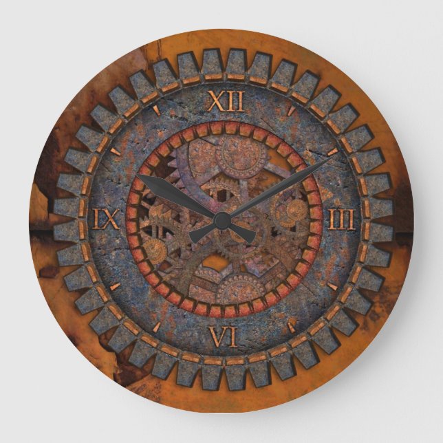 Metall übersetzt Steampunk Große Wanduhr (Vorderseite)
