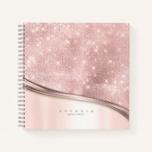 Metall- und Glitter-Welle Roségold ID807 Notizbuch