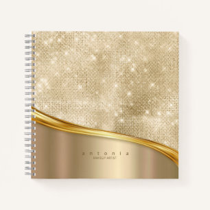 Metall- und Glitzerwelle Gold ID807 Notizbuch